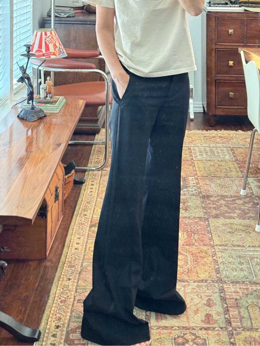 Theory Womens Low-Rise Flared Wool Stretch Charcoal Trouser Dress Pants Size 2 - Picture 3 of 16